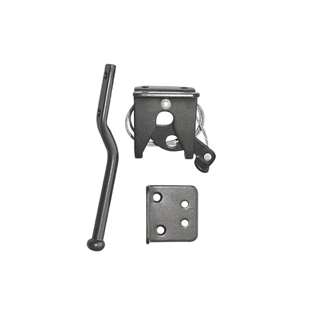 BLACK GALVANIZED STEEL SPRING-LOADED LATCH AND CATCH WITH CABLE AND RING